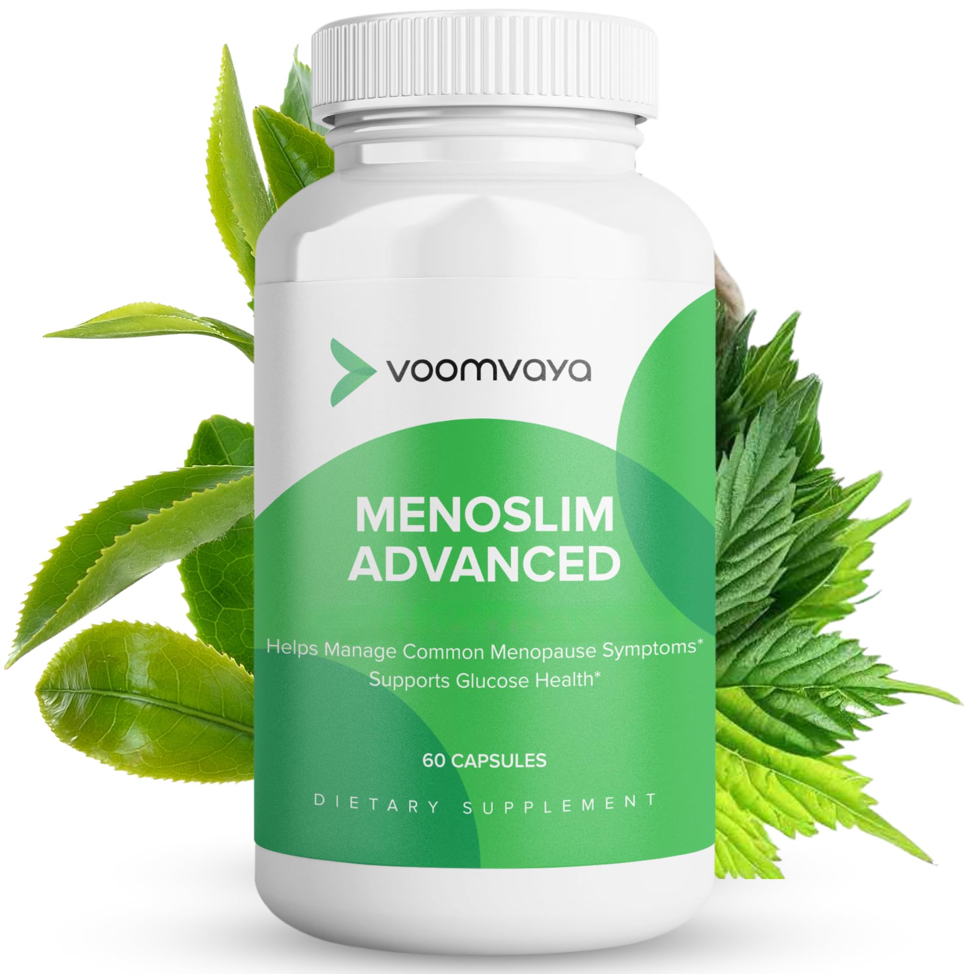 VoomVaya MenoSlim bottle-front for everyday use and wellness support.