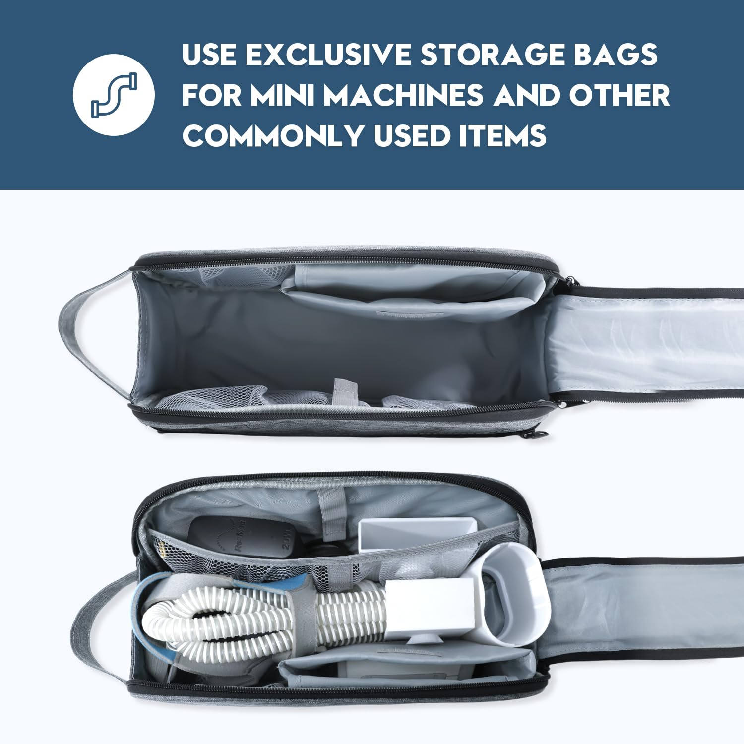 Vornalex AirMini travel bag opened with CPAP accessories