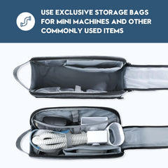 Vornalex AirMini travel bag opened with CPAP accessories