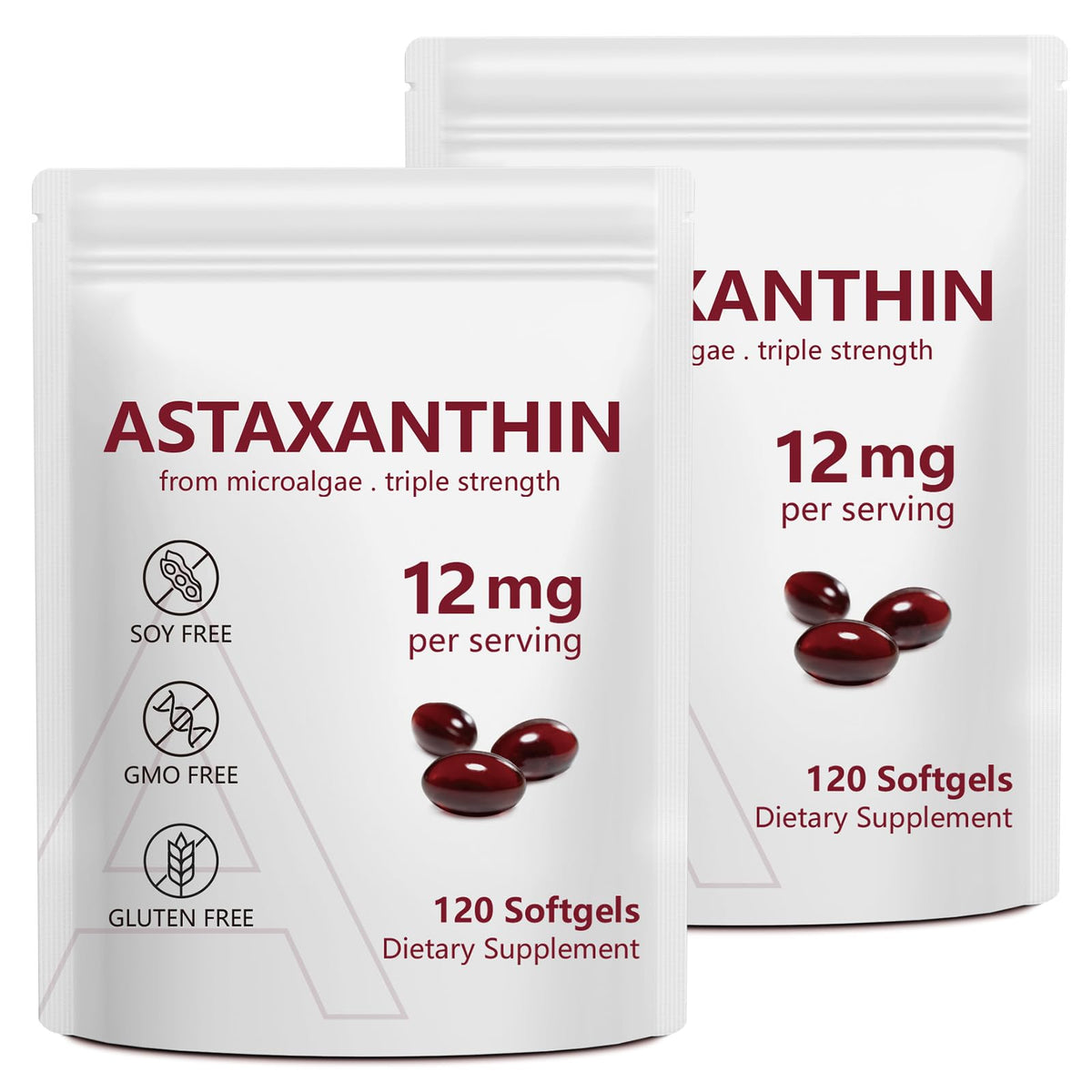 Vortexonix Astaxanthin 12mg bottle promotes daily antioxidant support.