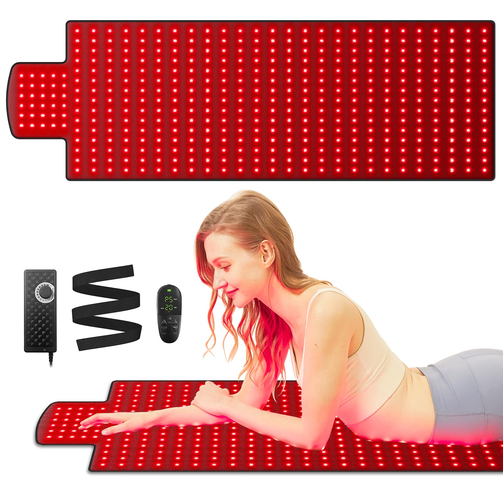Vortro red light therapy mat showing full-body coverage for relaxation