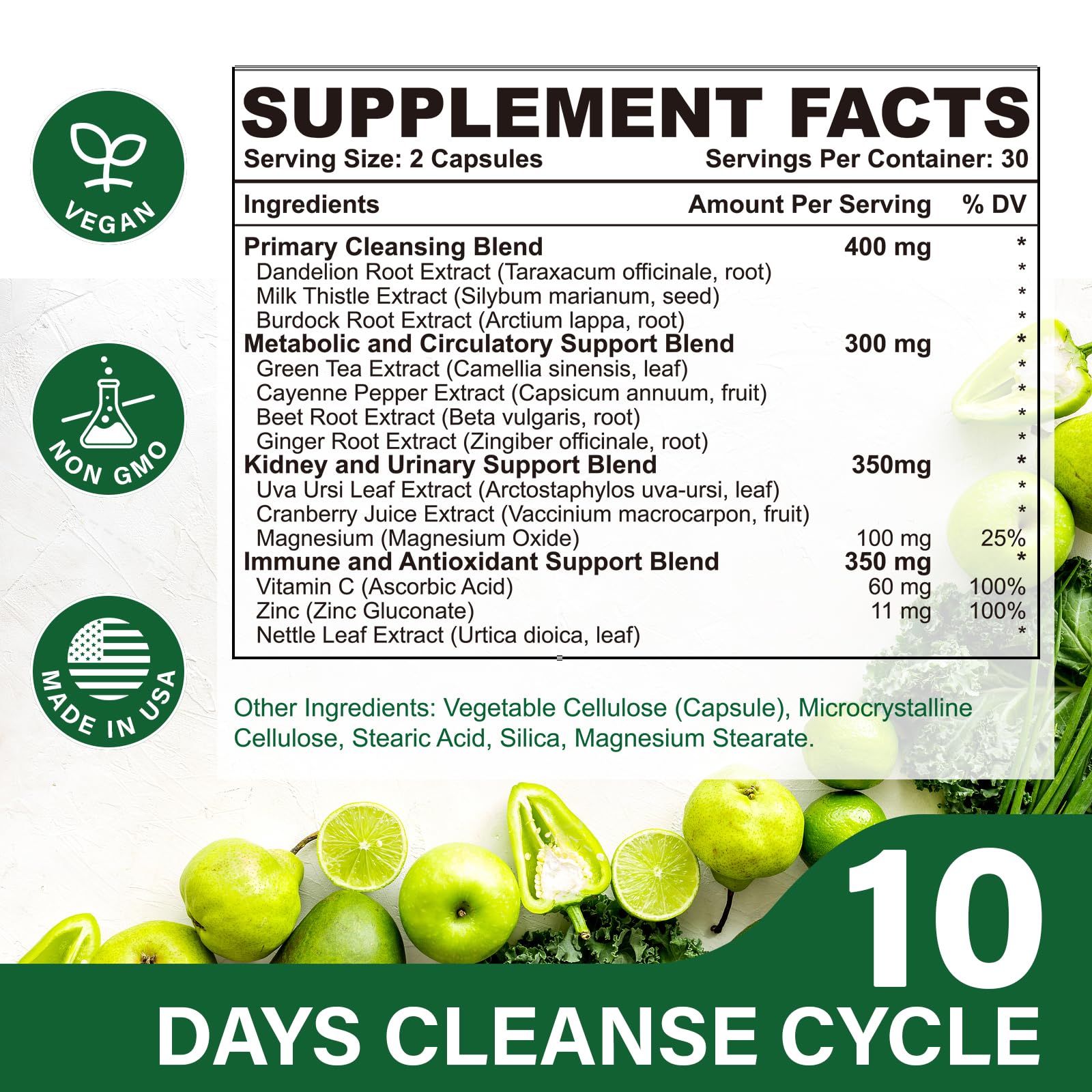 Vortyxon CannaKlean label close-up showing multi-system support ingredients.