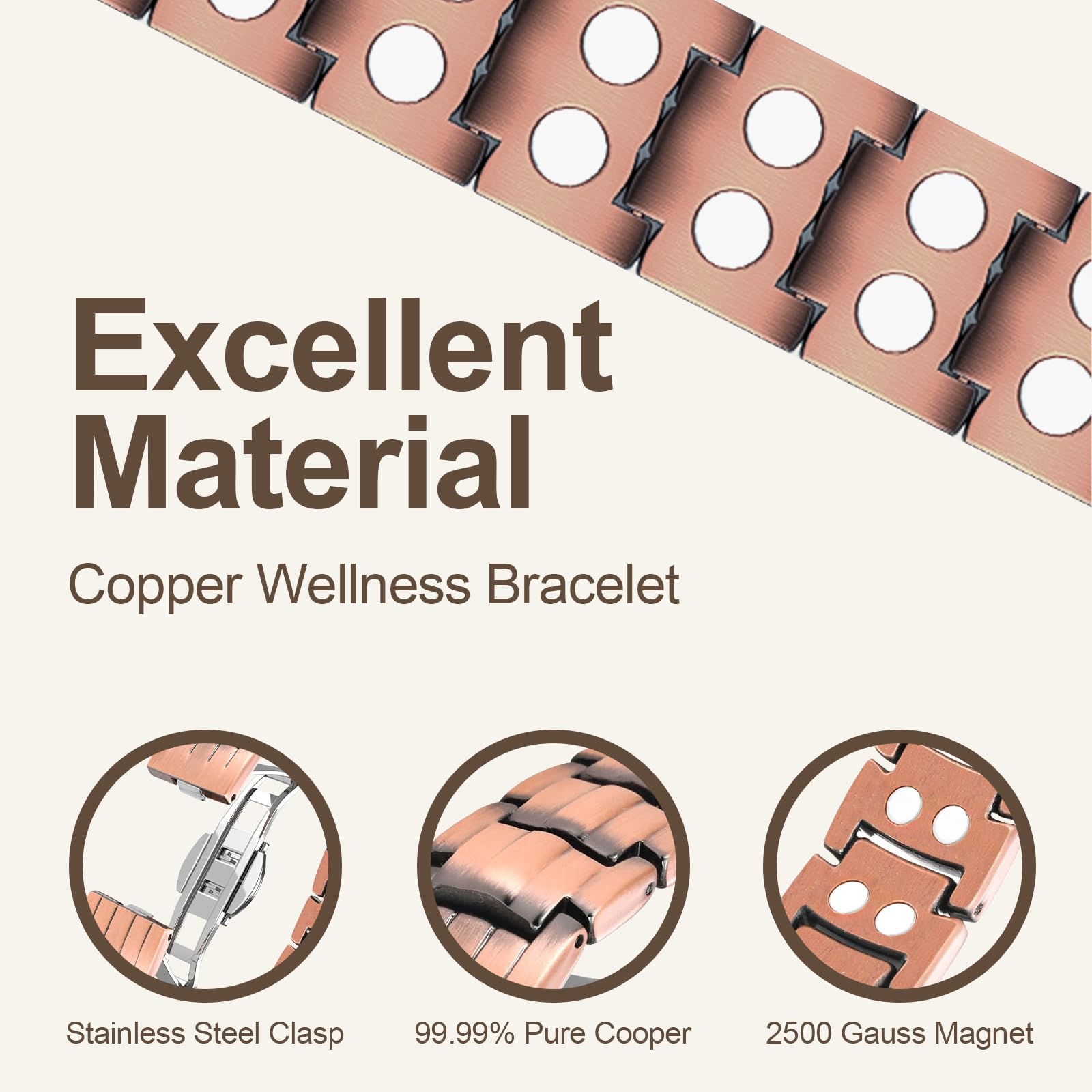 Sizing tool with 9-inch links demonstrates quick bracelet adjustment