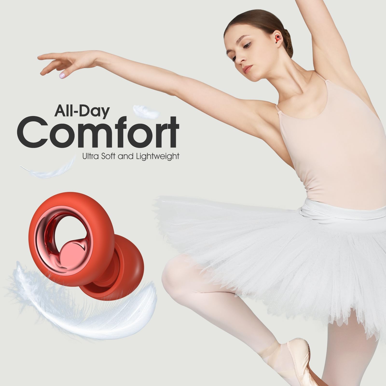 Vosaf ear plugs ultra-soft-silicone offer comfortable all-night wear.