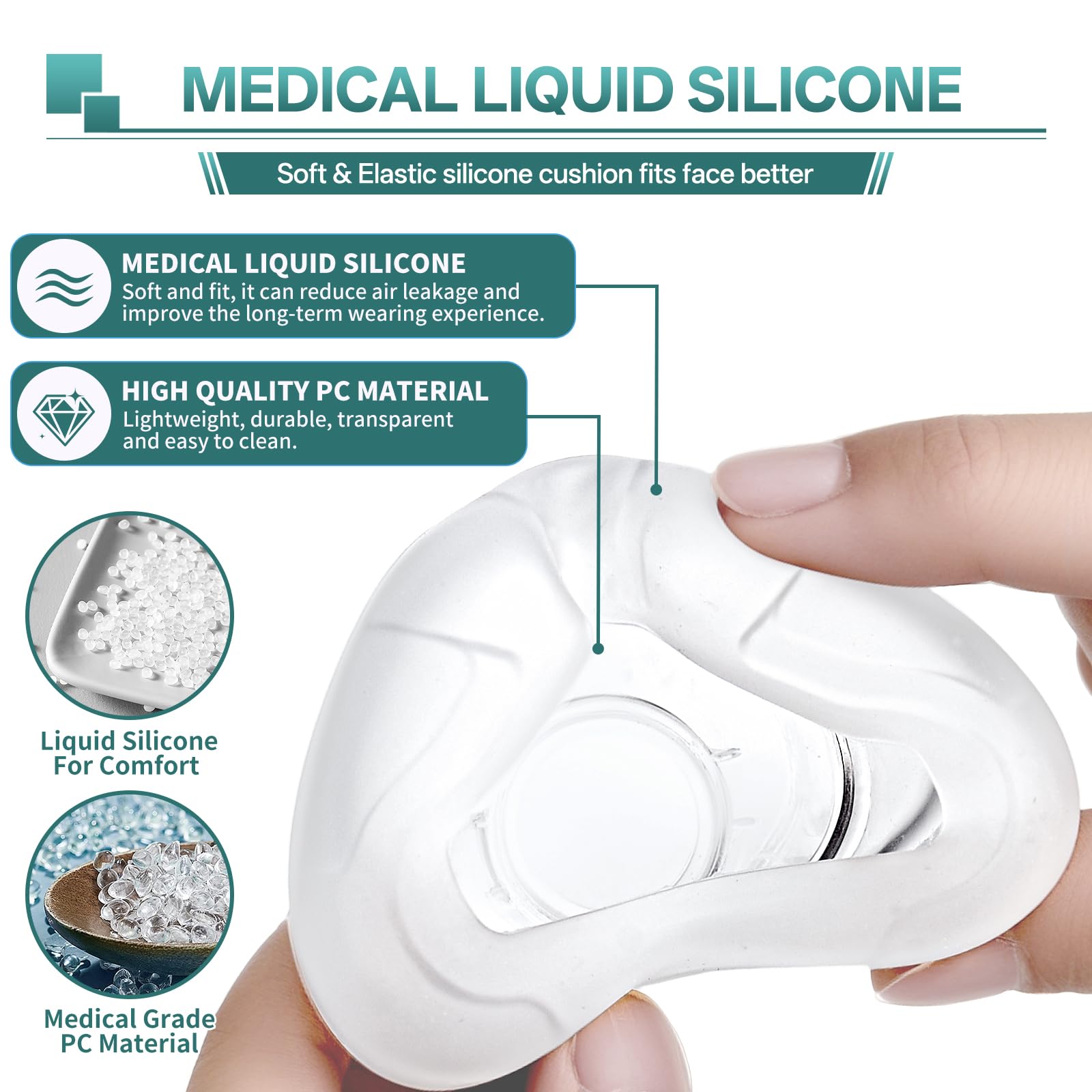 Vovoir nasal cushion with snap-on design enables quick, tool-free replacement.