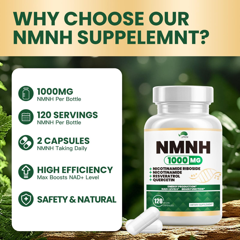 VPKIN NMNH ingredient blend features NMNH with NR, quercetin, resveratrol