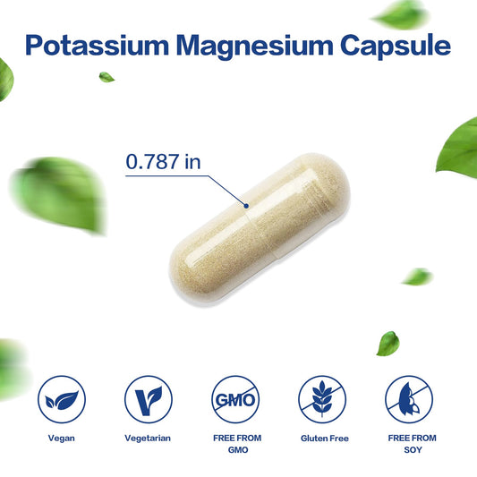 VPKIN Potassium Magnesium capsules close-up showing soft capsules for muscle support.