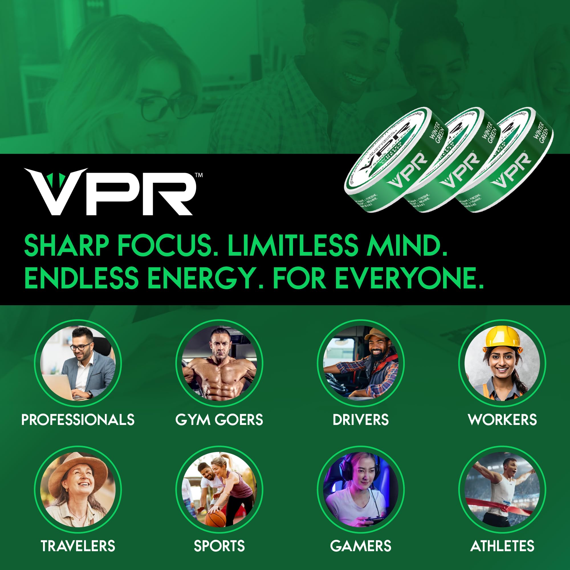VPR Energy pouches used during a meeting for steady focus