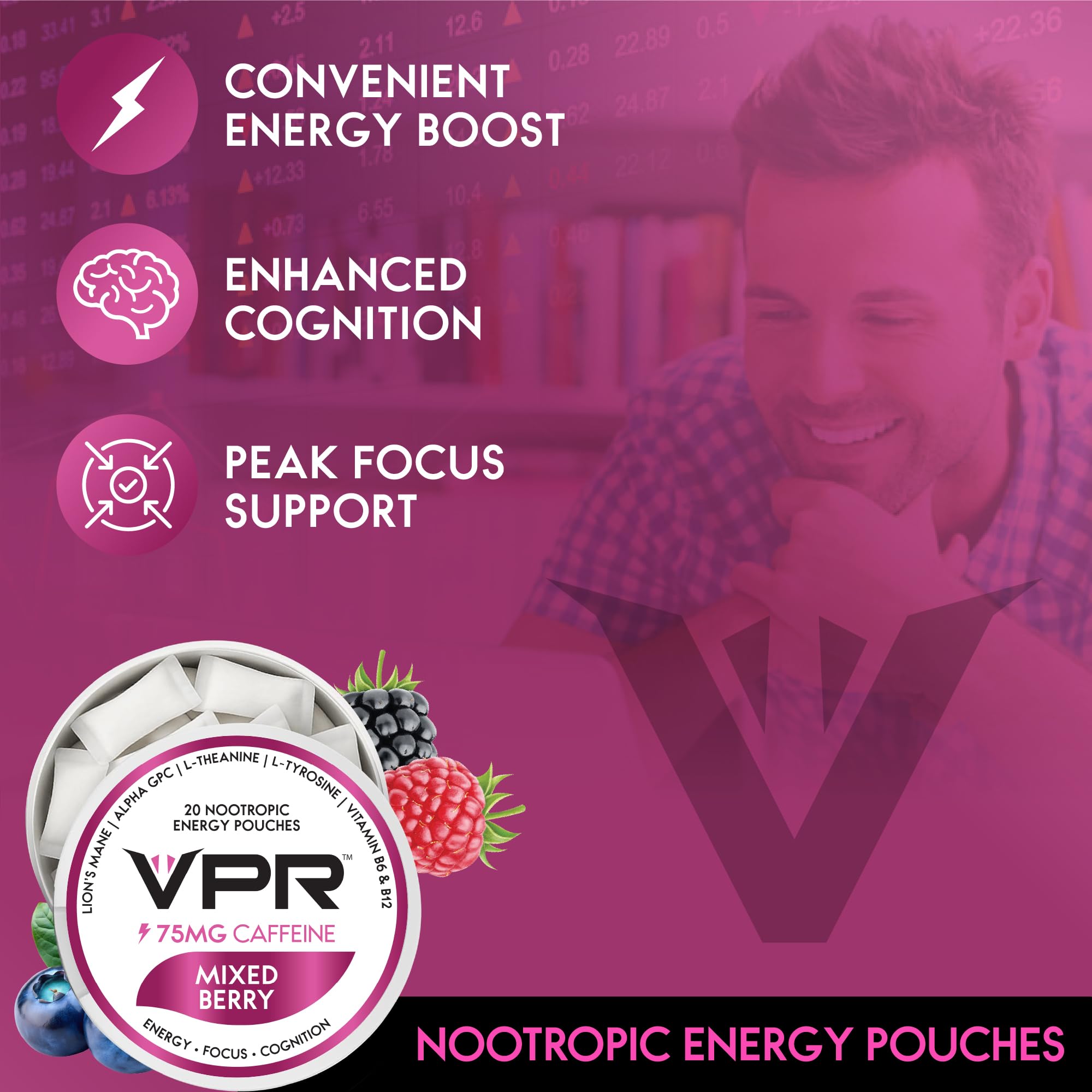 Open VPR Energy pouch for discreet on-the-go energy delivery