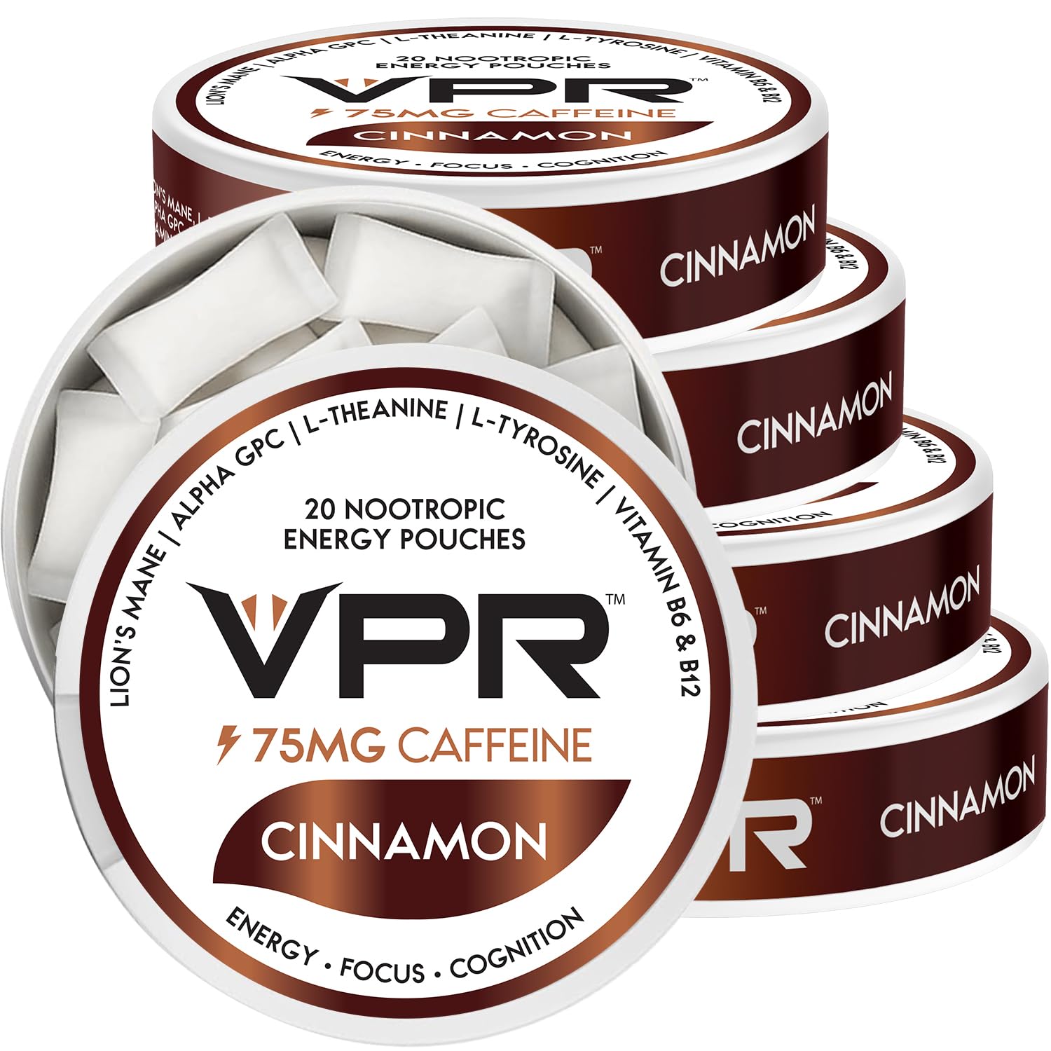 VPR Energy 75mg caffeine pouches pack for on-the-go focus and energy