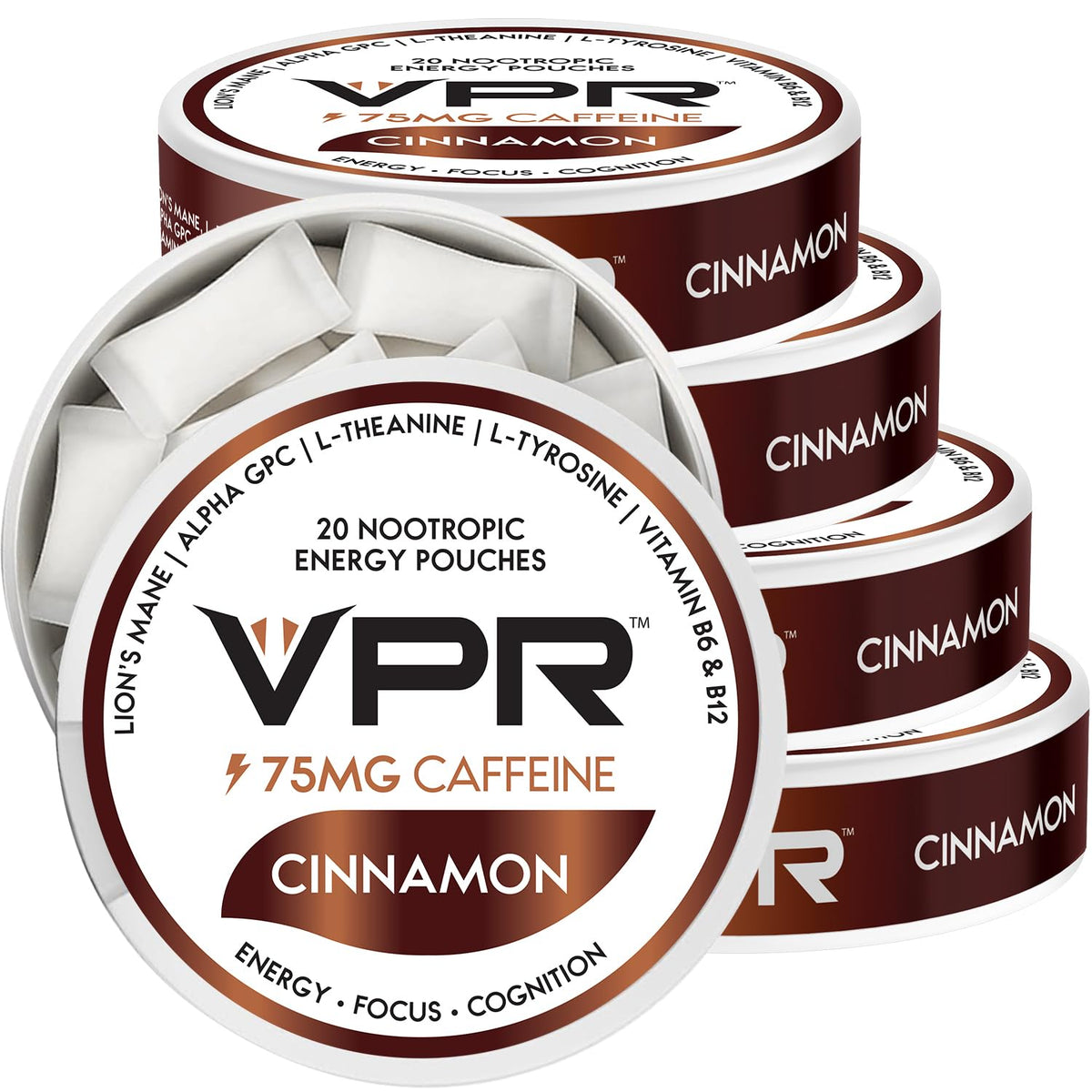 VPR Energy 75mg caffeine pouches pack for on-the-go focus and energy