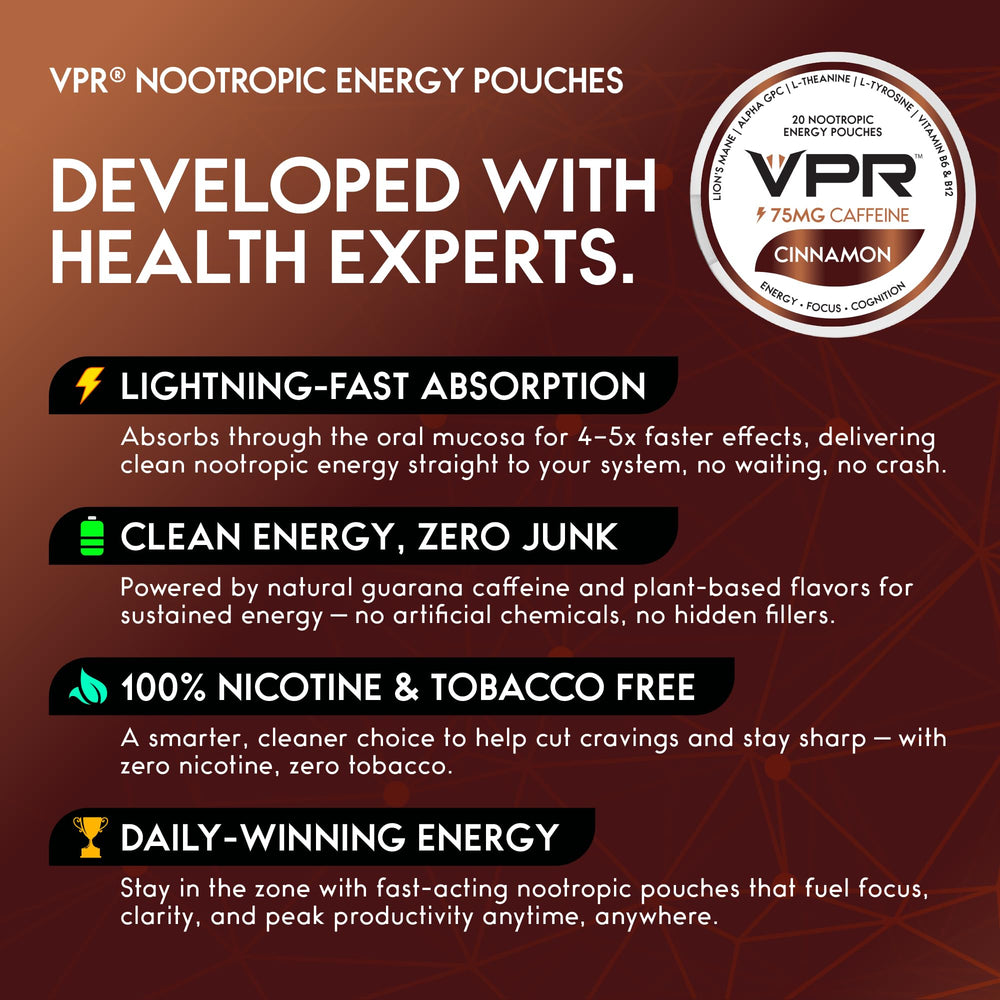 VPR Energy fast-acting gum absorption for discreet use in meetings