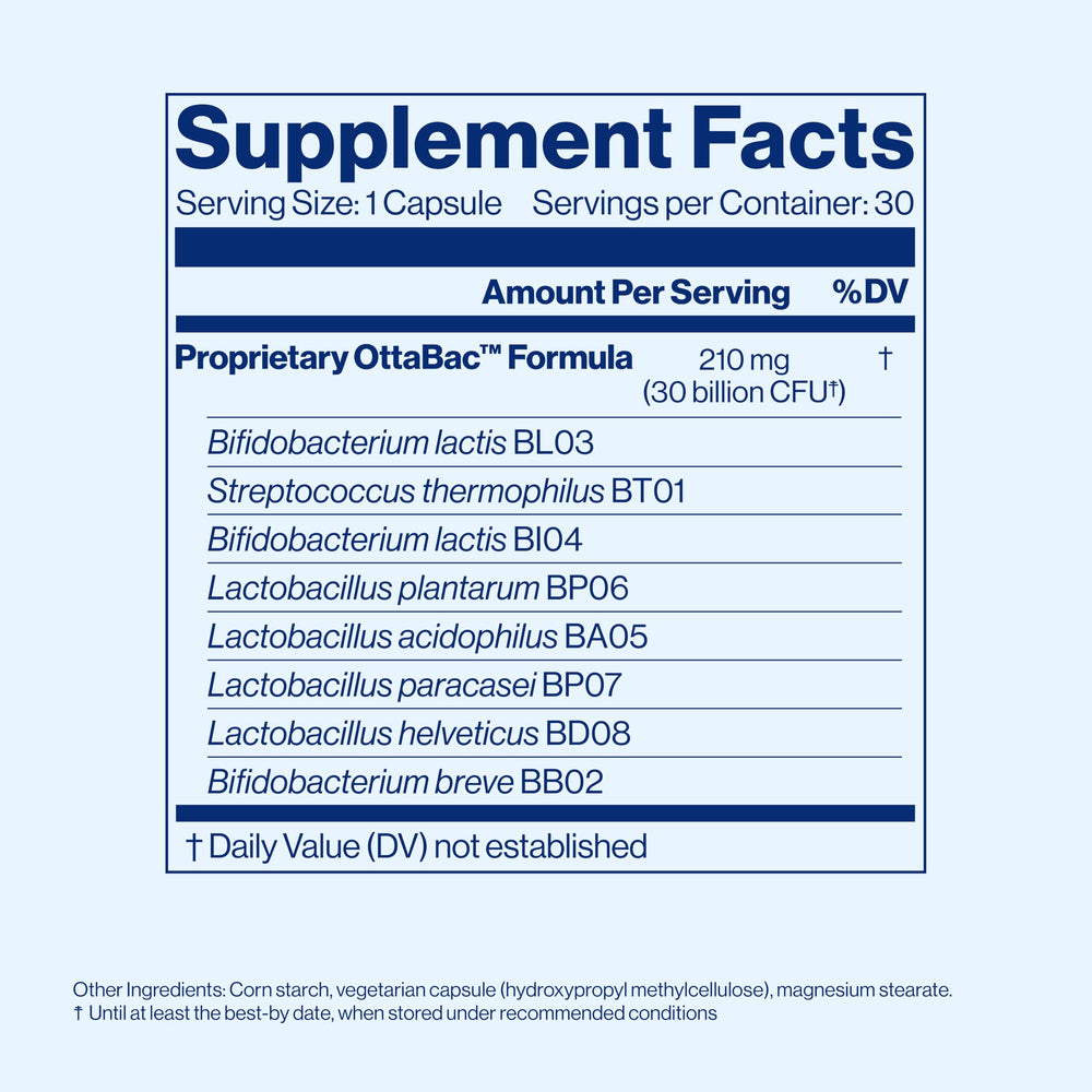 VSL4 Gut Daily shelf-stable capsules communicate reliable storage for daily use.