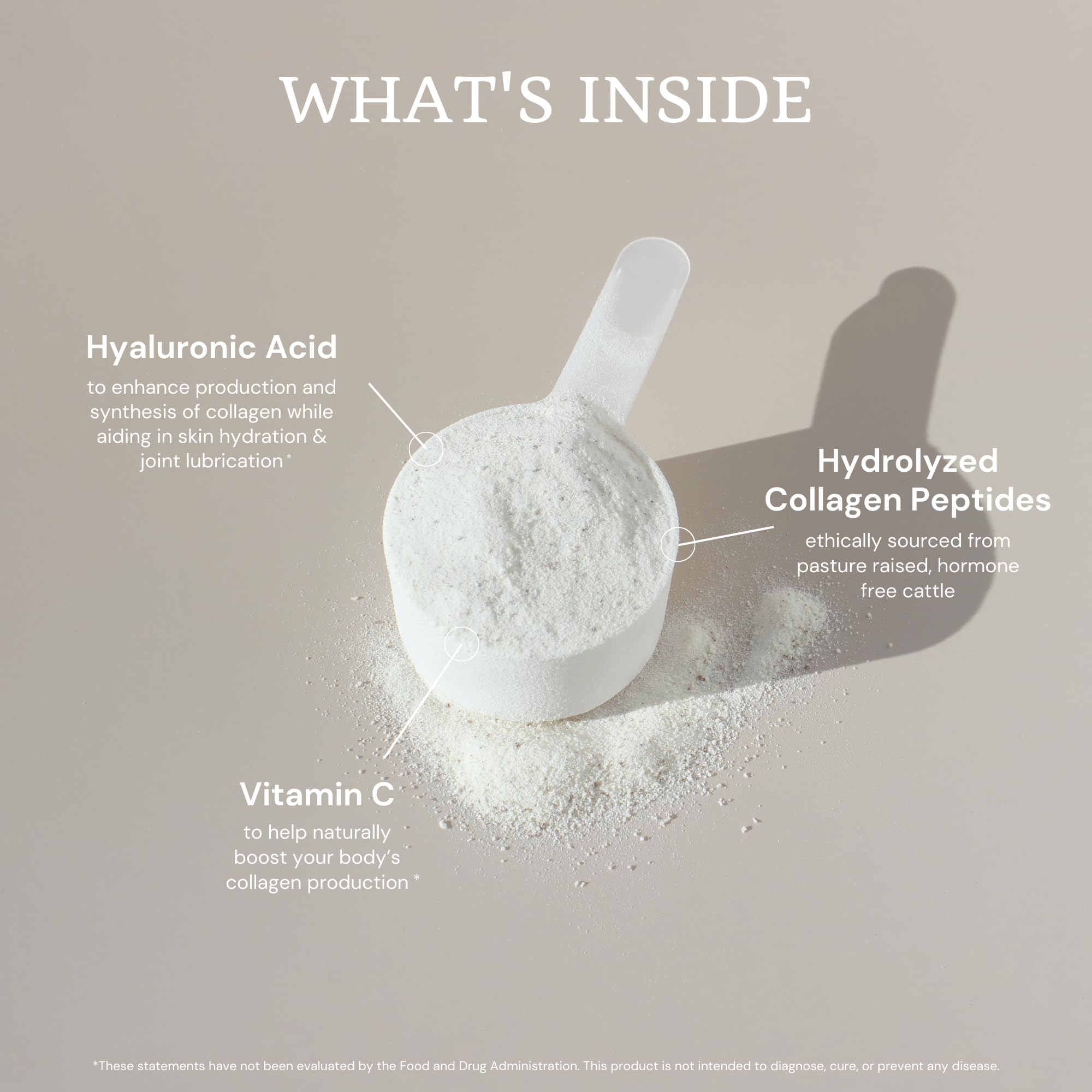 Unflavored collagen powder dissolving smoothly in water or coffee.