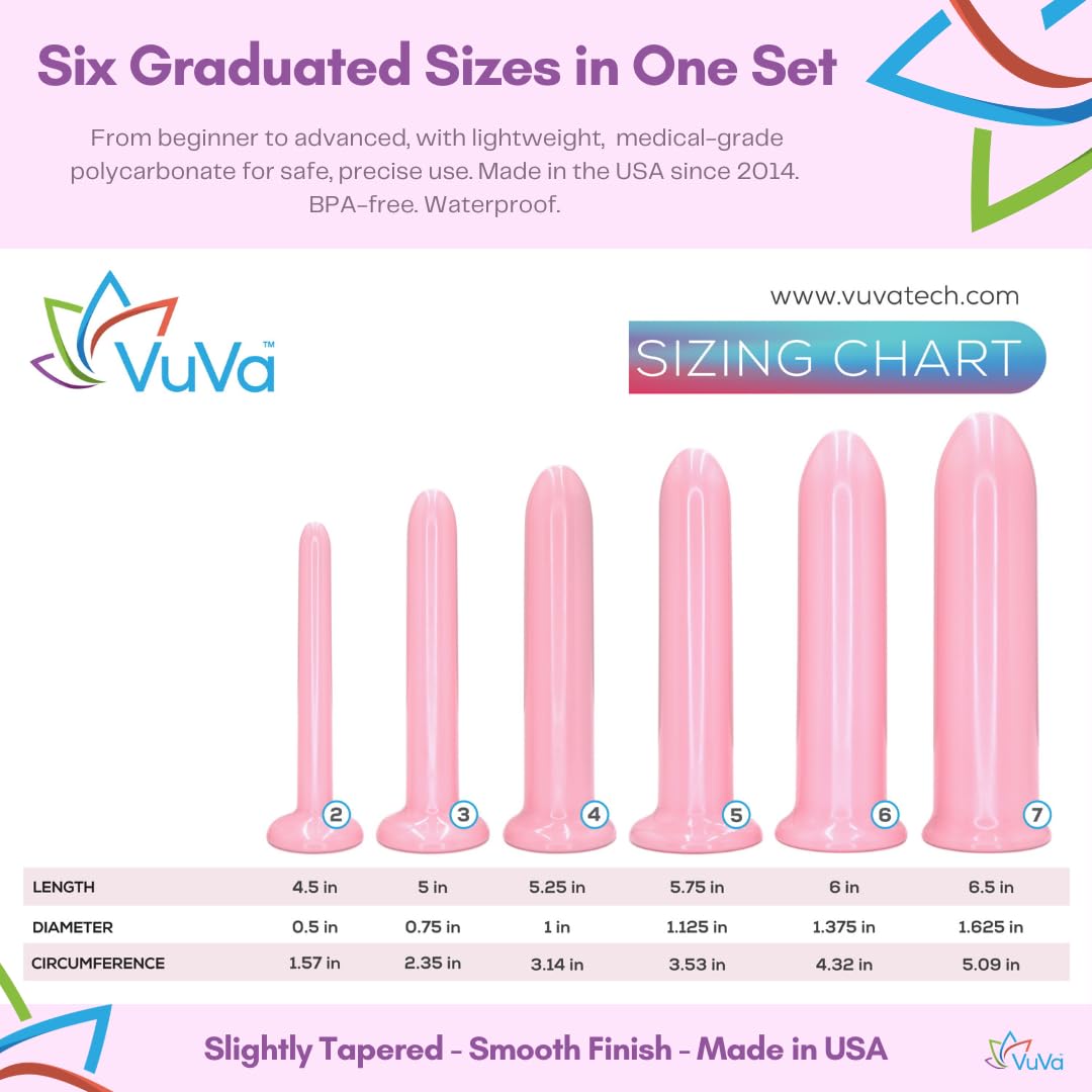 Vuva Six Longer Sizes Set with included instructions and travel pouch for easy on-the-go use.