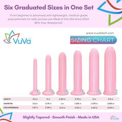 Vuva Six Longer Sizes Set with included instructions and travel pouch for easy on-the-go use.
