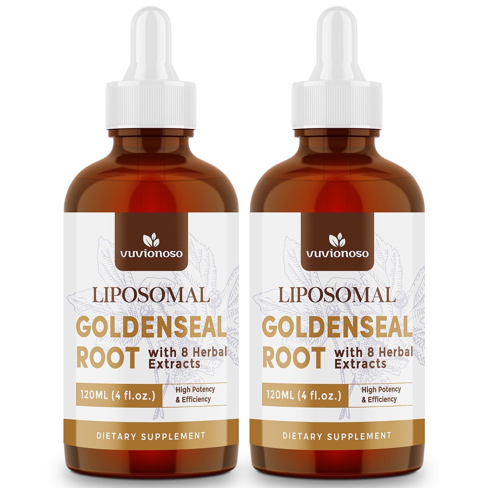 Vuvionoso Golden Seal tincture bottle with dropper for daily immune wellness.