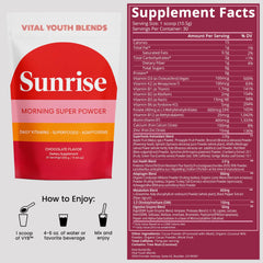 VYB All-in-One Chocolate Powder mixed into milk for creamy, gut-friendly nutrition.