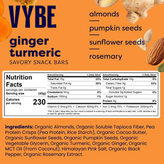 Vybe Savory Turmeric Ginger Bars close-up shows bold spice and crunch.