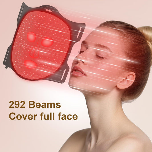 VYM red light face mask side view, comfortable fit for extended daily use