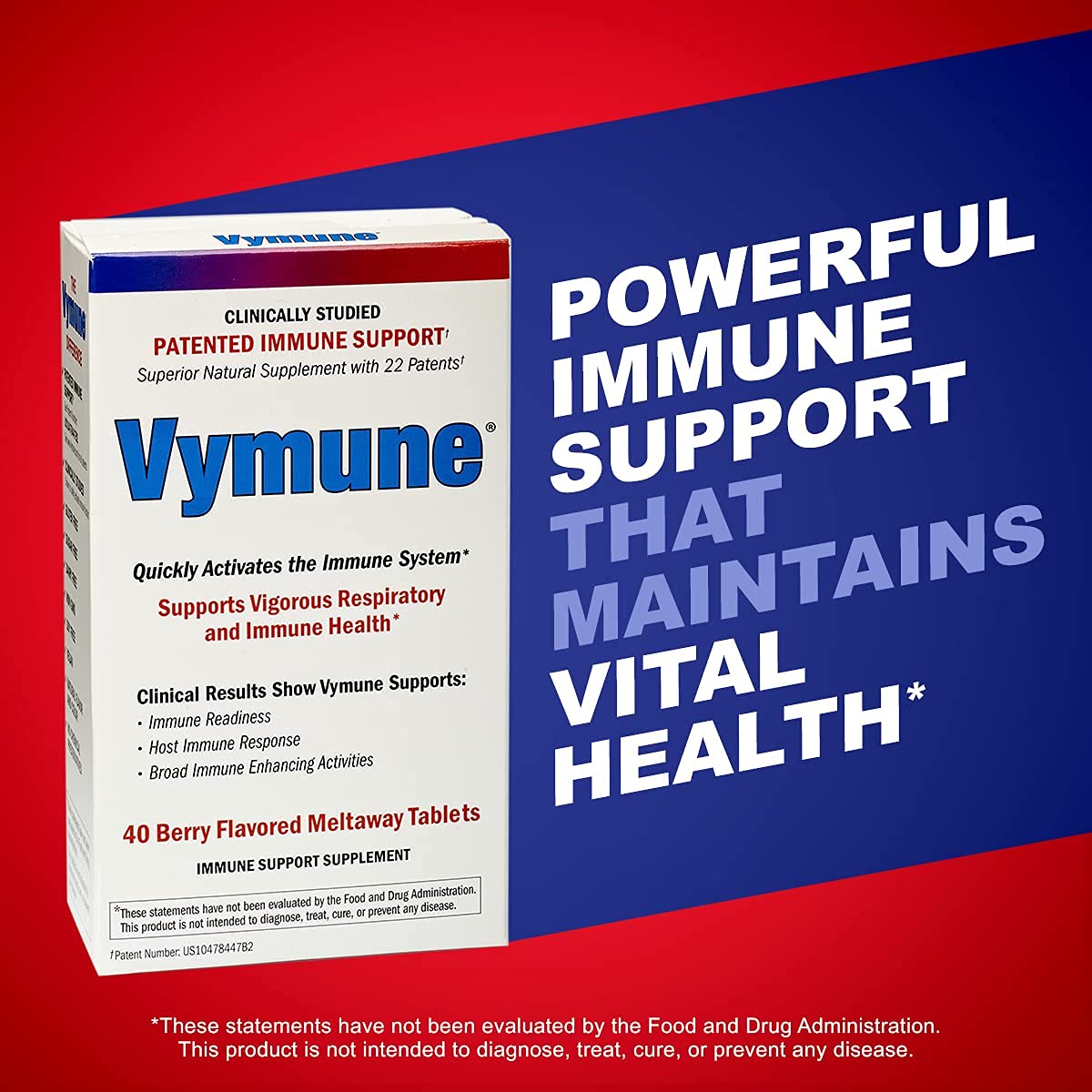 Vymune immune support packaging for on the go protection.