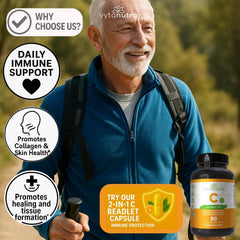 Daily-use scene shows Vytanutra capsules ready for morning routine
