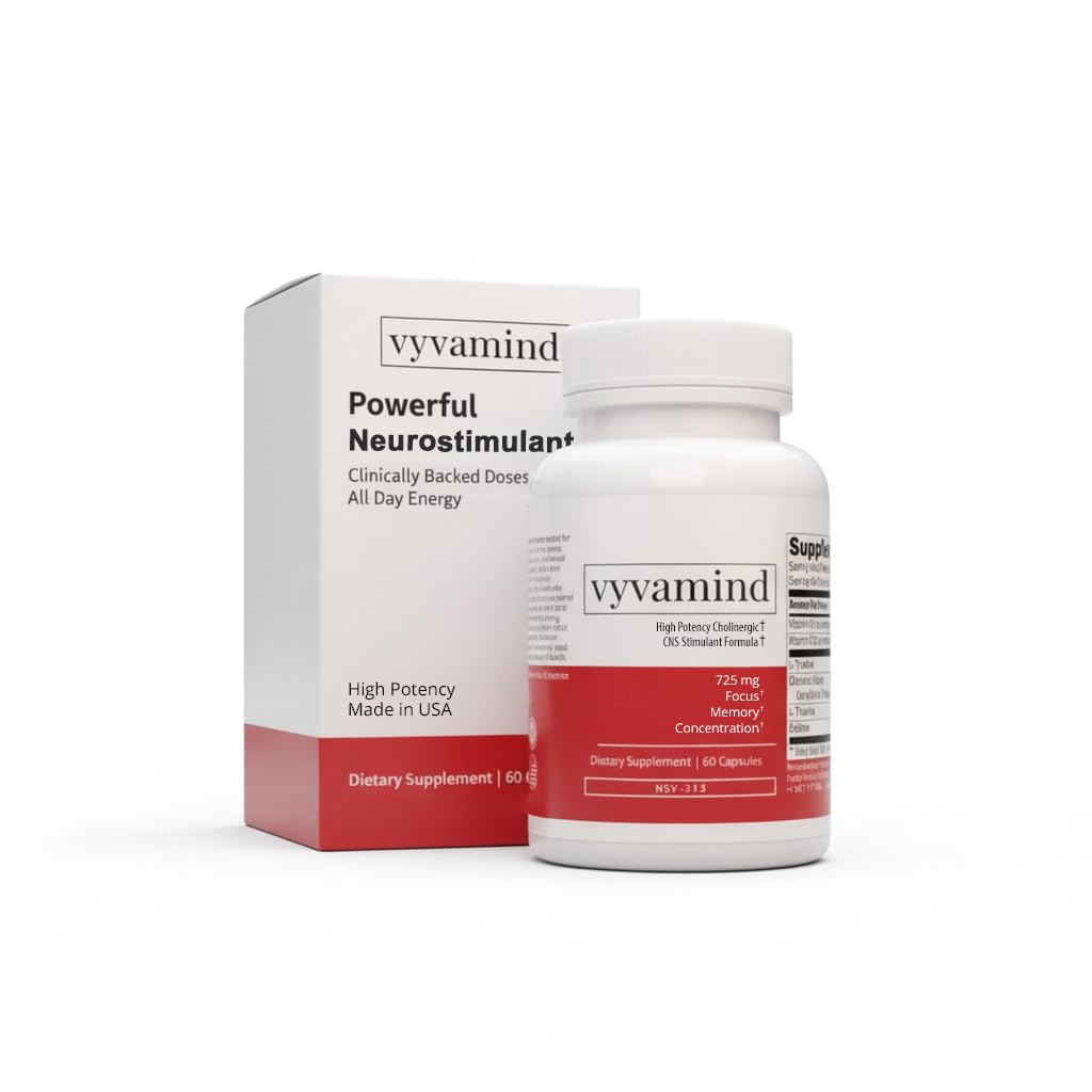 vyvamind bottle closeup showing sleek packaging for focused daily energy