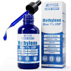 Vyxion Methylene Blue Drops bottle with dropper for quick dosing and mental clarity.