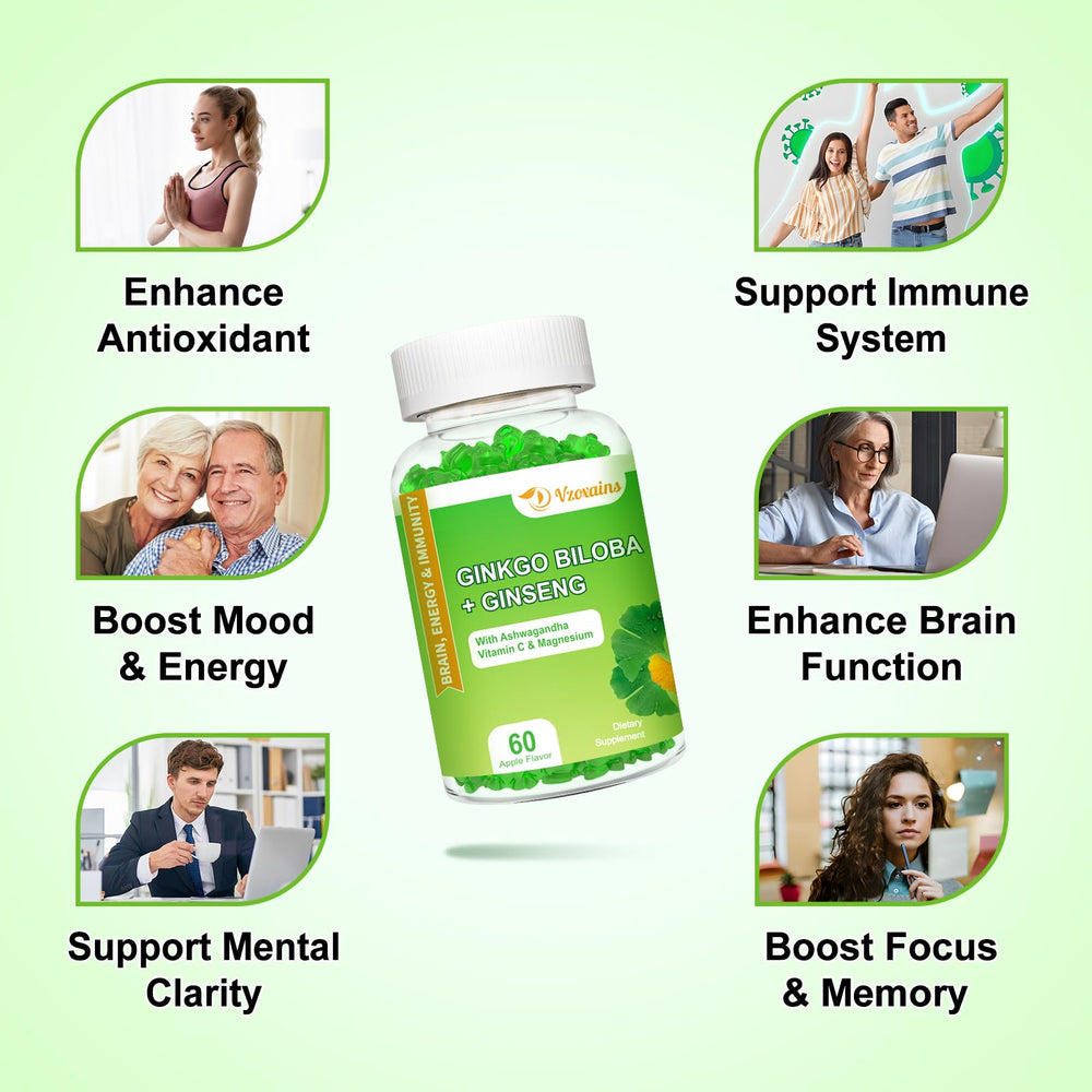 VZOXAINS Ginkgo Biloba Gummies apple flavor makes daily health routine enjoyable