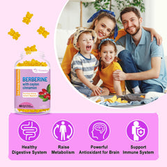 Ingredients panel shows berberine and cinnamon along with other wellness ingredients.