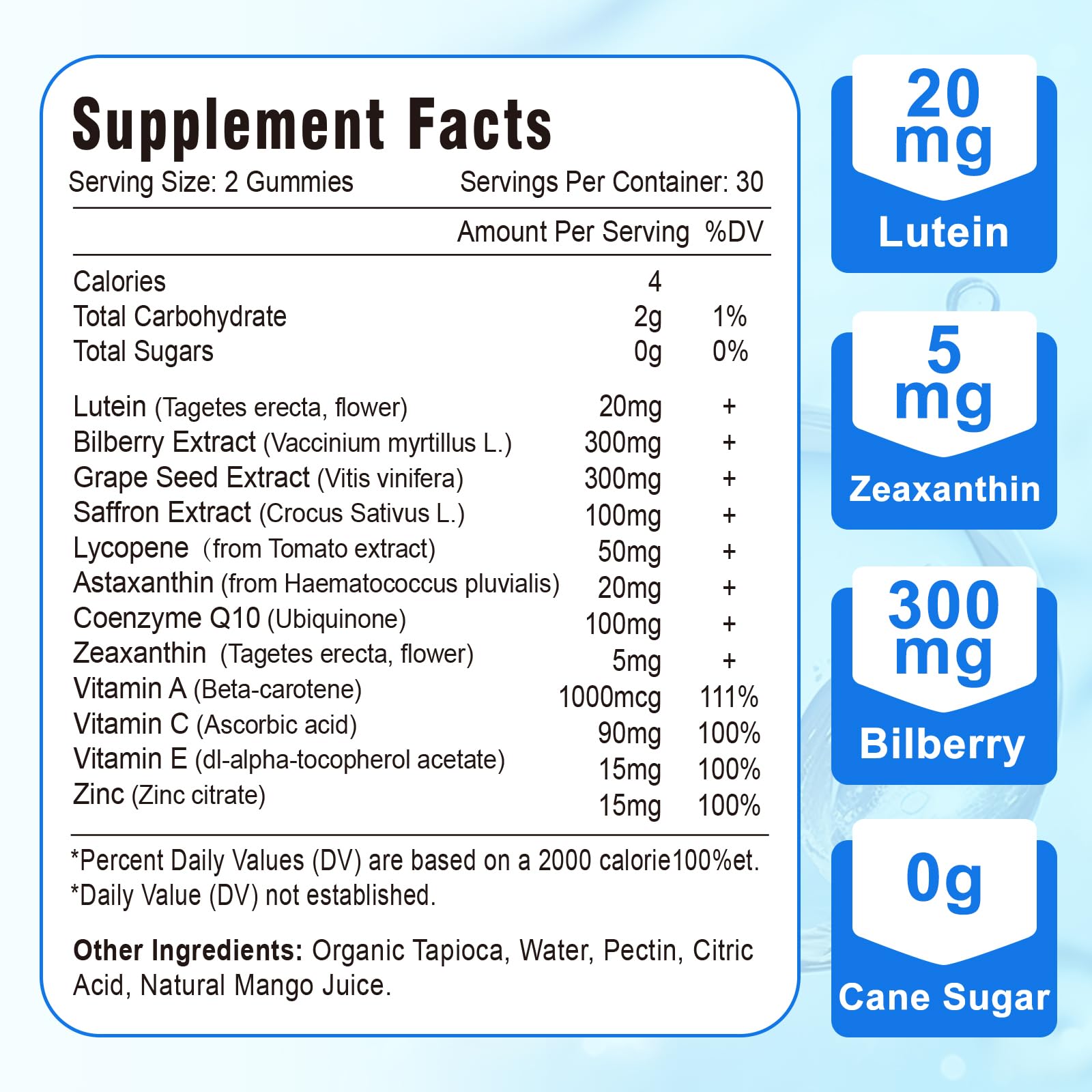 VZOXAINS adult use image shows portable bottle for on-the-go eye support