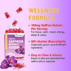VZOXAINS saffron gummies daily routine use suggests focus and mood support.