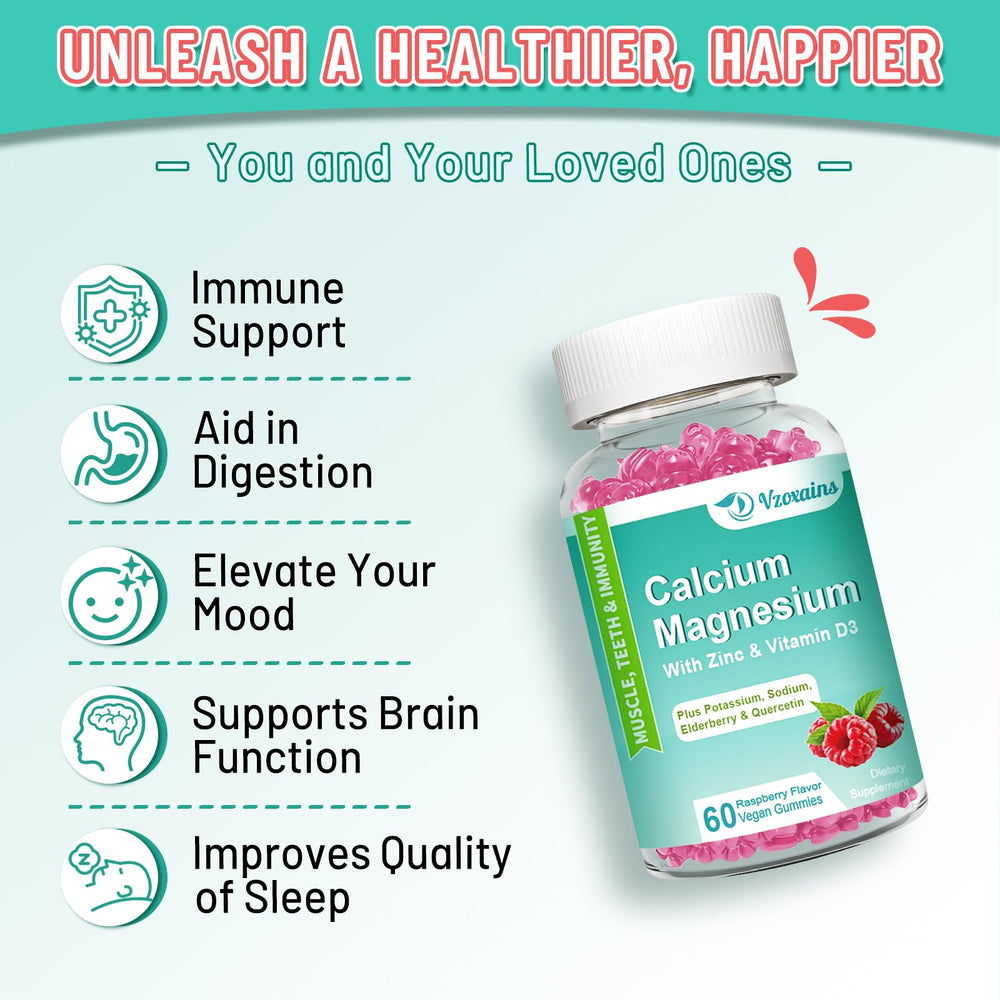 VZOXAINS daily dosage guide shows two gummies for adults and one for kids.