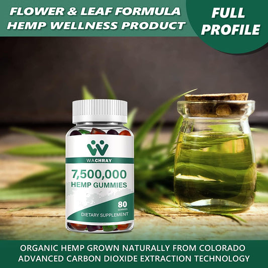 WACHRAY packaging features organic vegan hemp gummies for daily wellness.