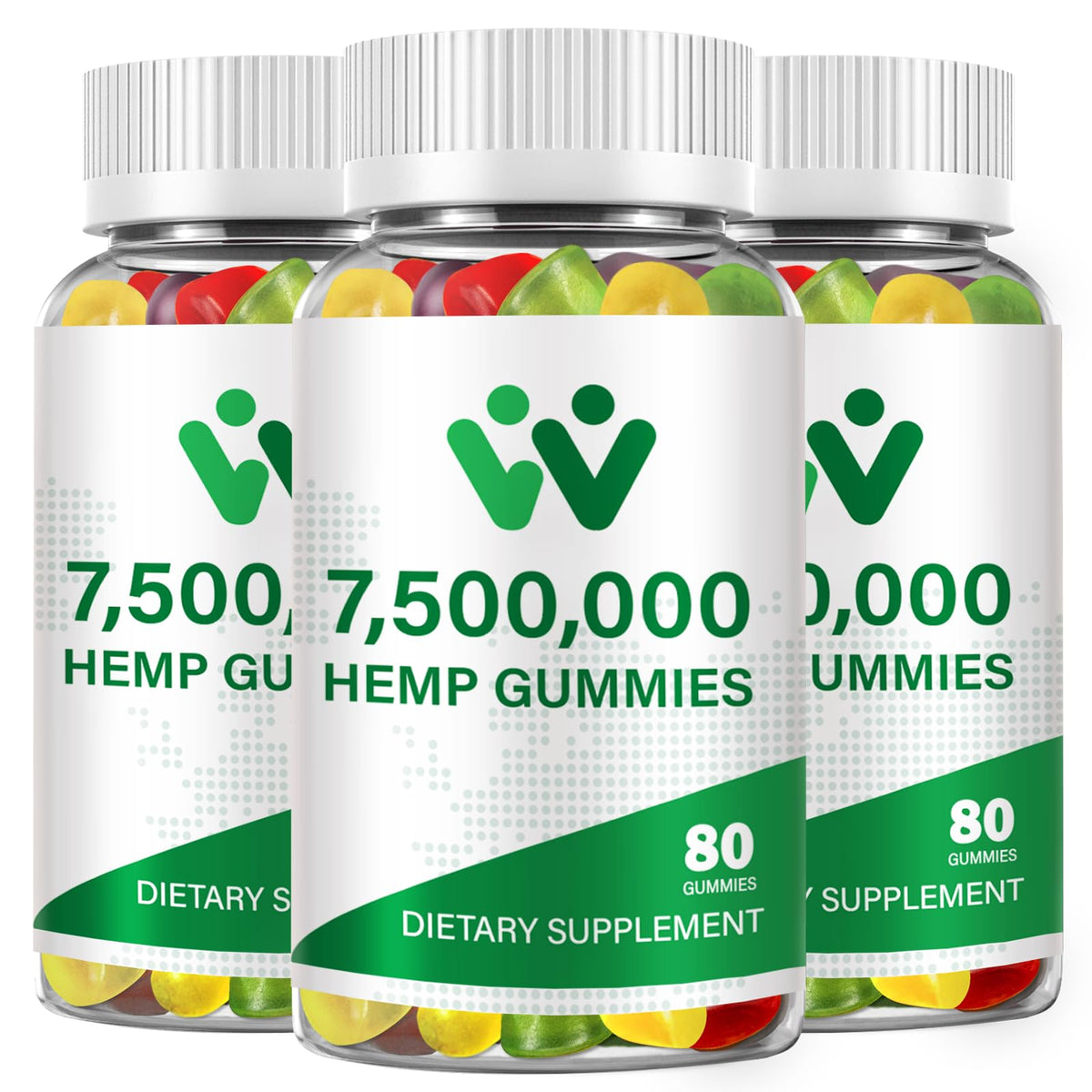 WACHRAY Nutrition hemp gummies jar front showing organic high-strength formula for daily wellness