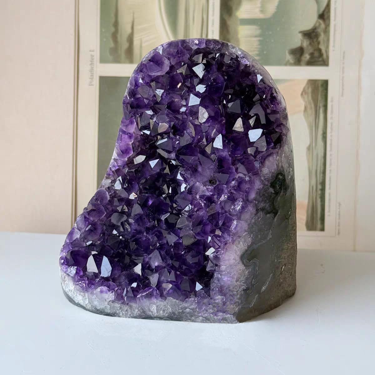 WAFUNNE amethyst rough geode in purple hue suitable for collectors.