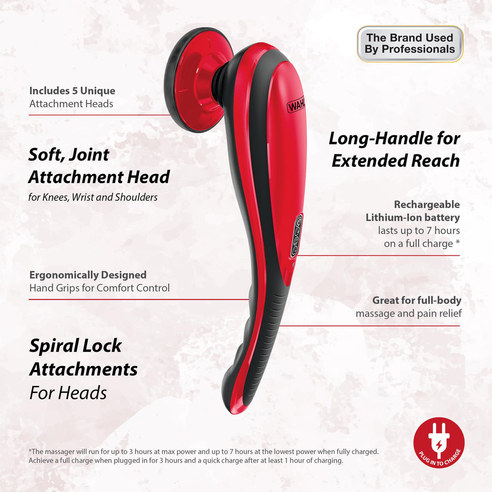 Wahl massager long-handle design reaches back and shoulders