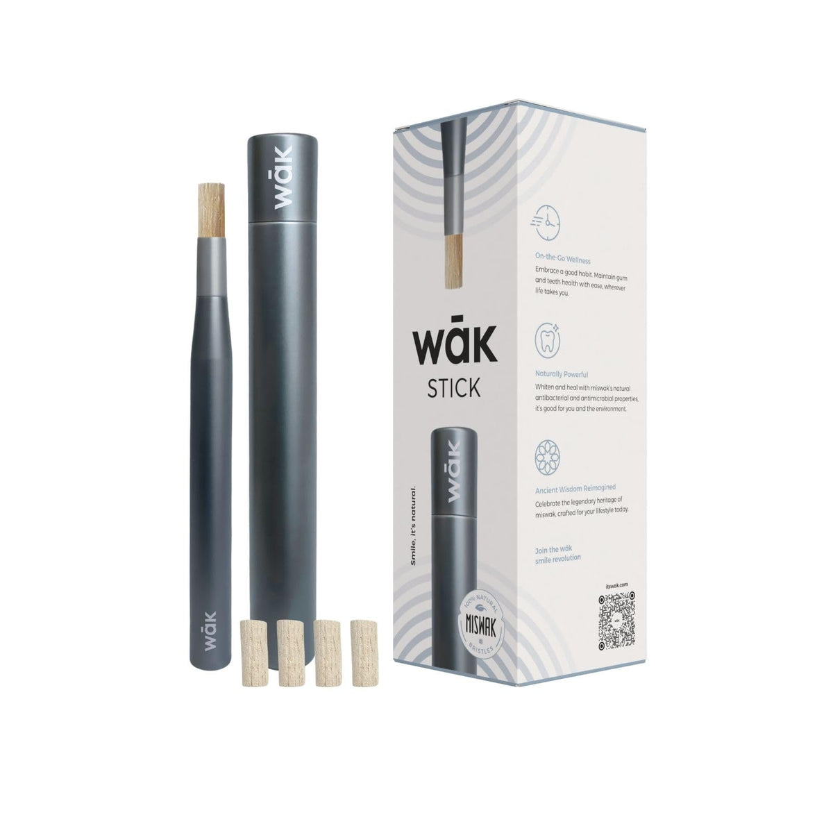 wāk Stick miswak breath refresh for quick on-the-go oral care.