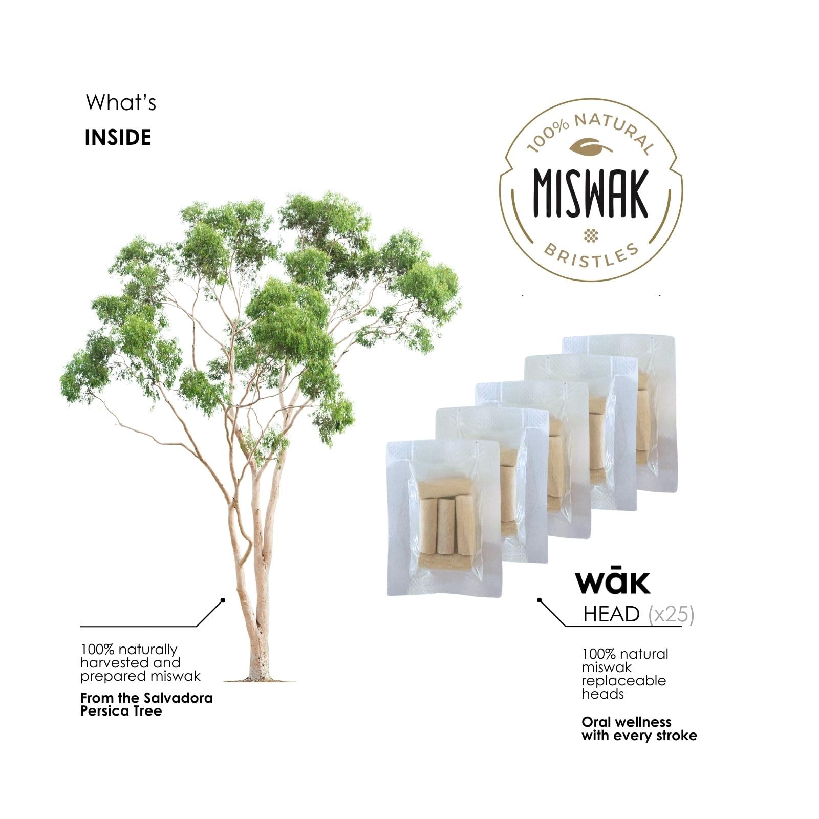 wāk Stick with miswak HEADS pairs for natural refreshment and mouth feel.