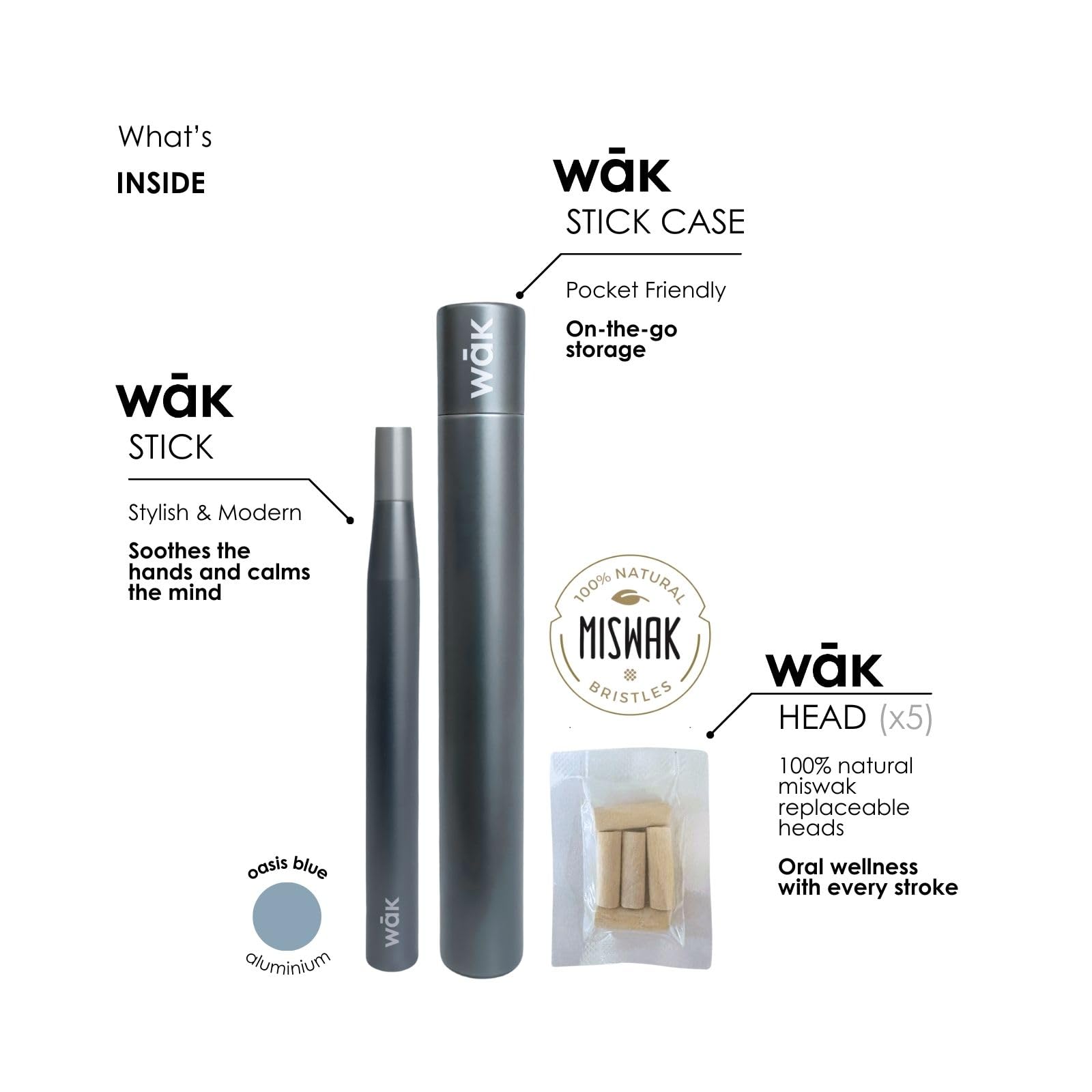 wāk Stick in Oasis Blue supports discreet focus during meetings.