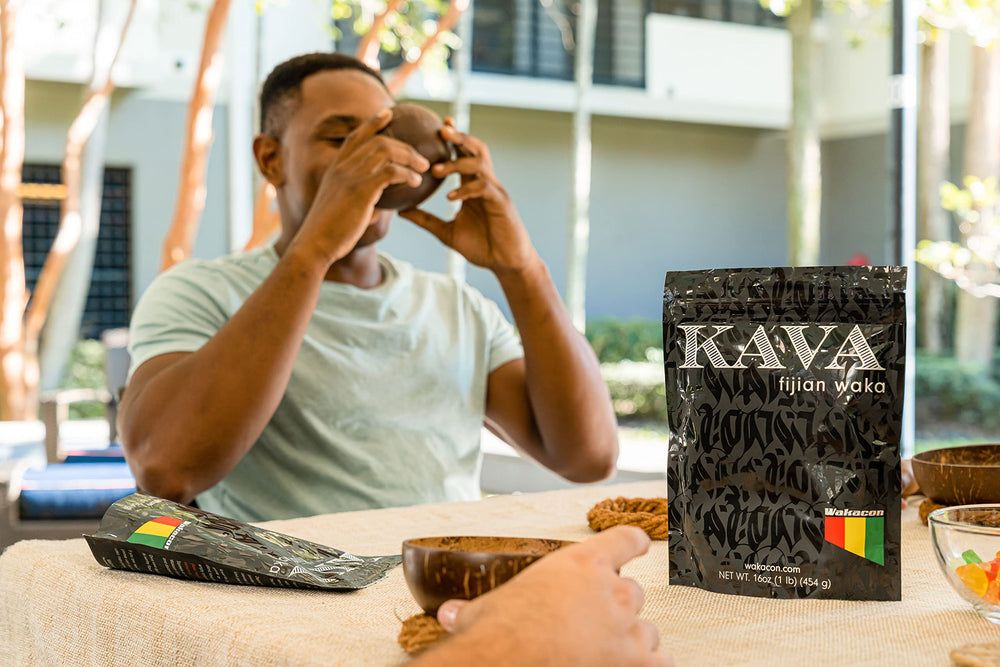 Wakacon Kava Waka Powder 16 oz packaging presented as premium Fiji kava supply
