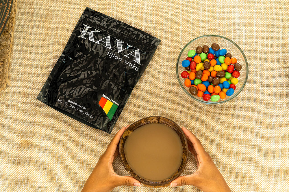 Wakacon Kava Waka Powder beverage in a cup showcasing earthy aroma