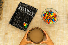 Wakacon Kava Waka Powder beverage in a cup showcasing earthy aroma