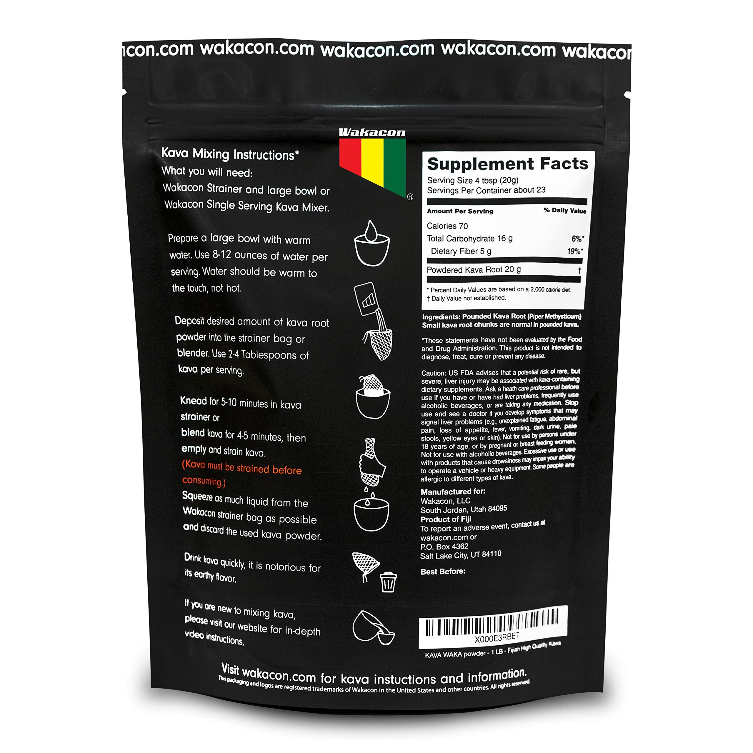 Wakacon Kava Waka Powder processed Fiji root close-up highlighting authentic origin