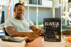 Traditional grinding setup for smooth straining and rich earthy aroma of kava