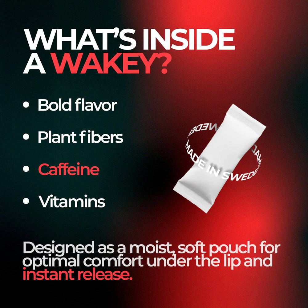 Wakey Energy Pouches Blizzard Mint pack in hand, ideal for travel