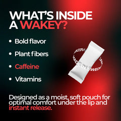 Wakey pouch open to reveal sealing for freshness.