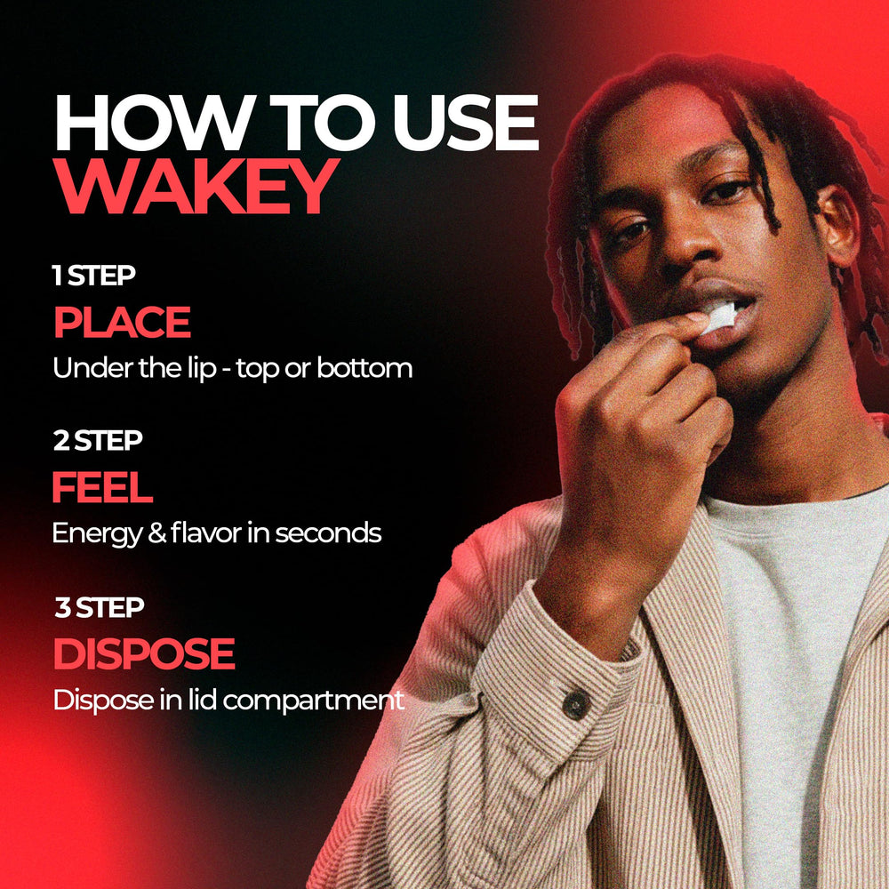 Wakey nicotine-free pouches displayed for a sugar-free option.