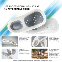 WalkFit Platinum custom arch inserts let you choose the best arch level for you.