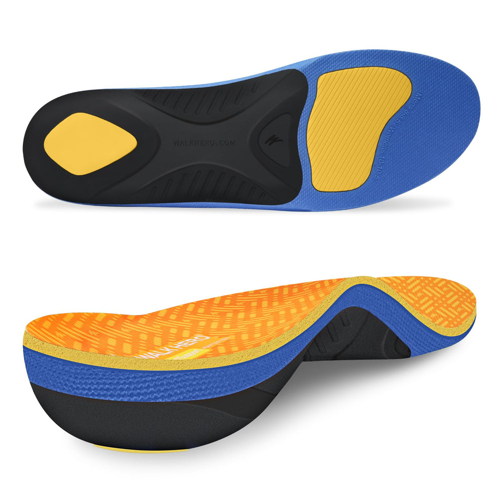 WalkHero heavy-duty arch support insole viewed from above for all-day stability.